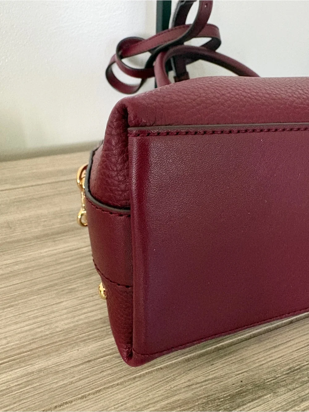 Michael Kors Kiri Burgundy Pebbled Leather Dome Satchel